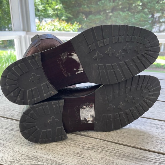 Calvin Klein Pierson Chelsea Brown Leather Mid-Calf Boots Men’s Size 11.5 - Picture 8 of 9